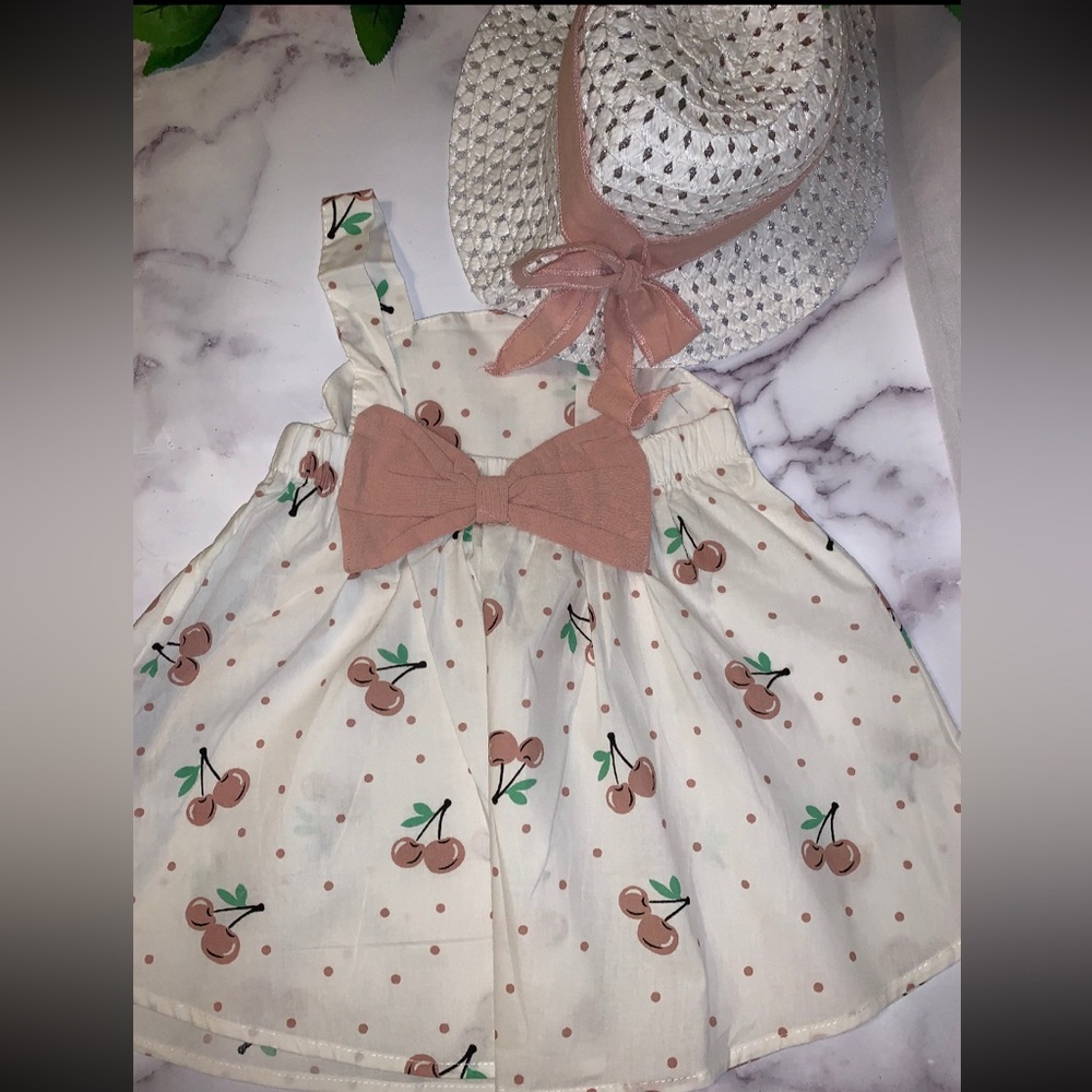 Pick cherry dress with hat